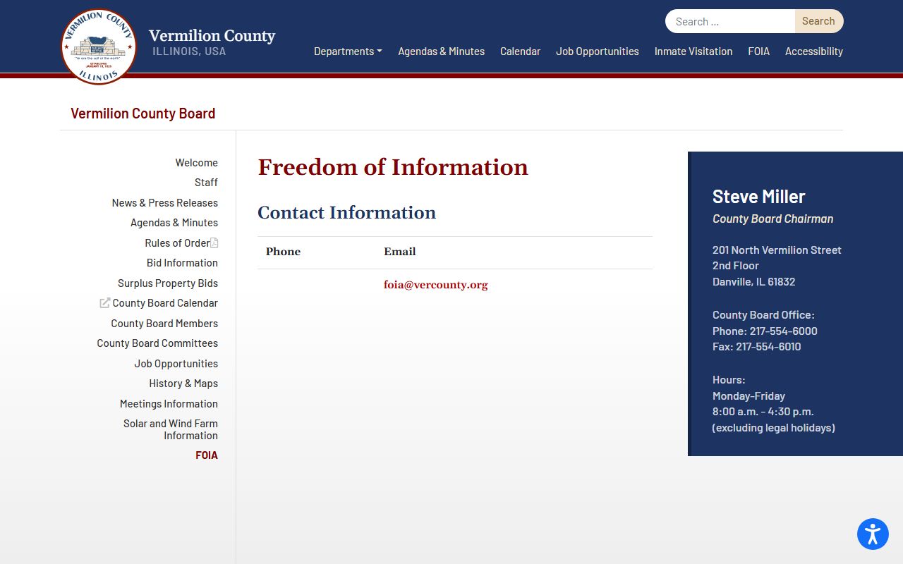 Vermilion County jail mugshots FOIA booking photo request page